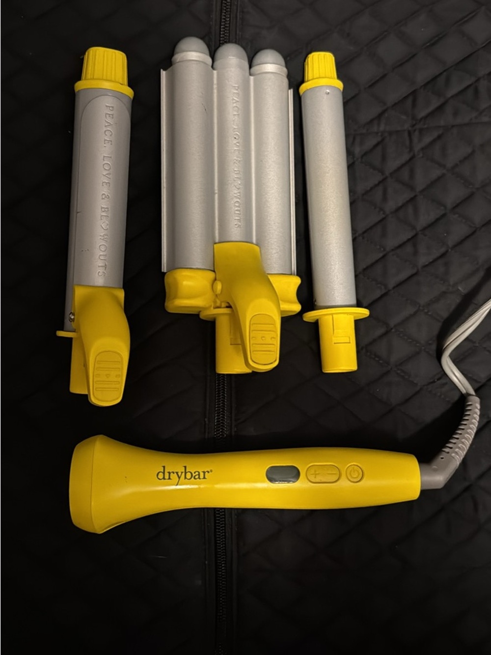Drybar Yellow and Silver Interchangeable Curling Wand Set